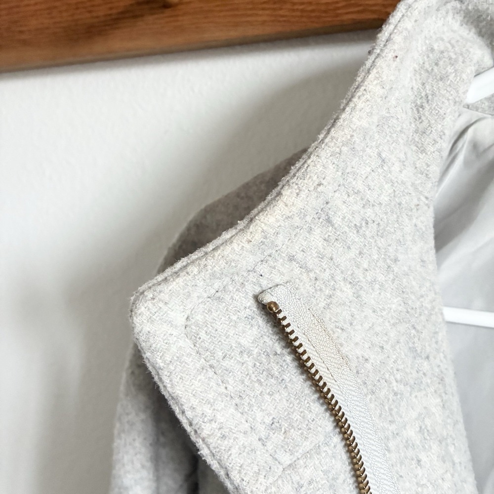 J Crew Factory City Coat Wool Blend Mid Length Zip Up Gray Womens Petite 2 XS - Picture 4 of 8